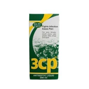 A bottle of liquid that is labeled 3 cp.