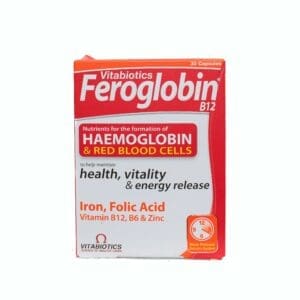 A box of feroglobin tablets for blood circulation.