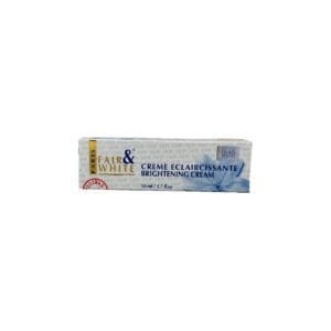 A box of cream colored toothpaste with blue writing.