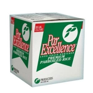 A box of rice is shown with the words " par excellence ".
