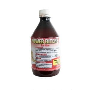 A bottle of power biters is shown.