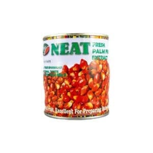 A can of canned food with red and yellow beans.