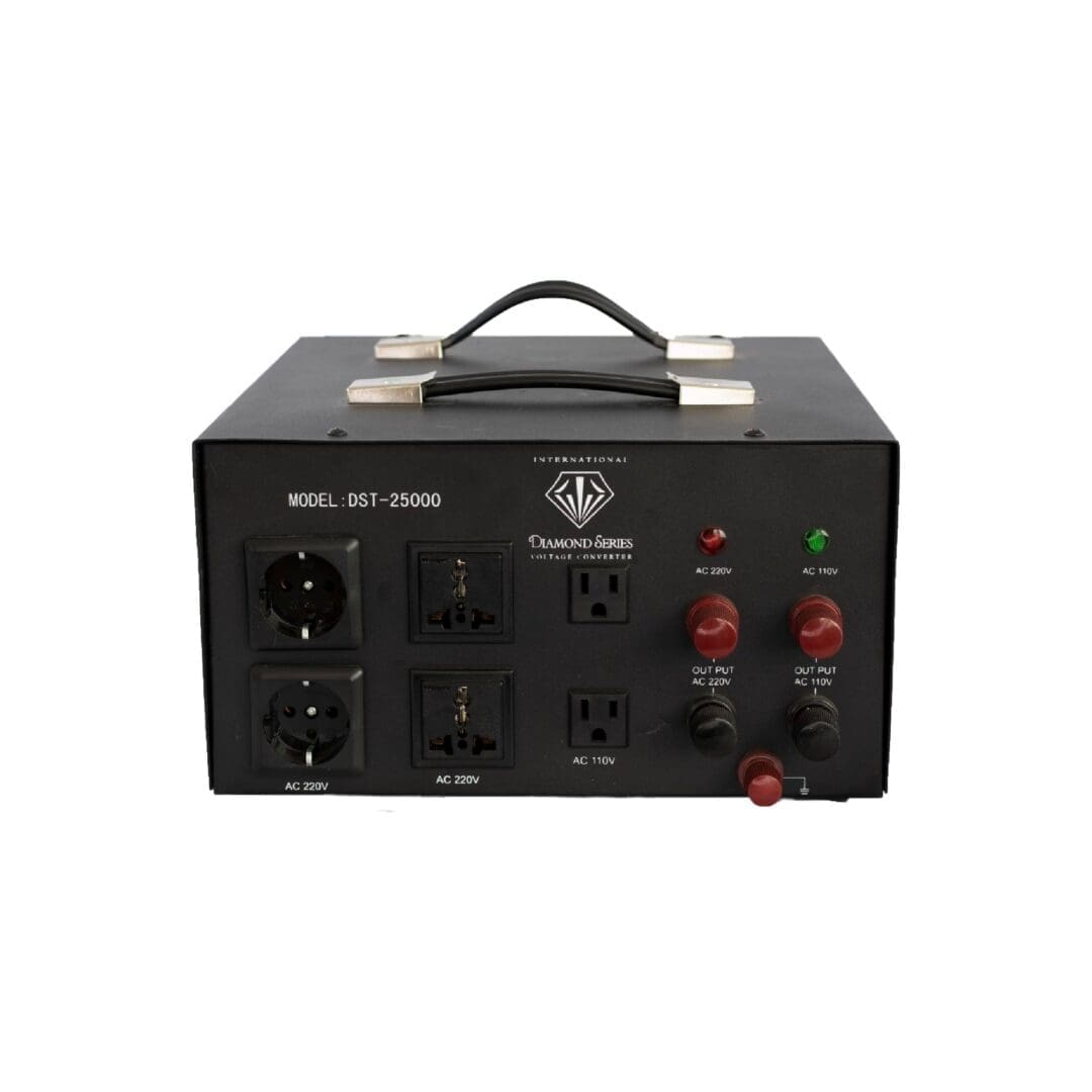 A black box with many different types of power supplies.